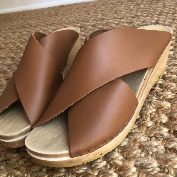 New: No 6 Handmade Leather Frida Sandal Clog. Slide Mule.